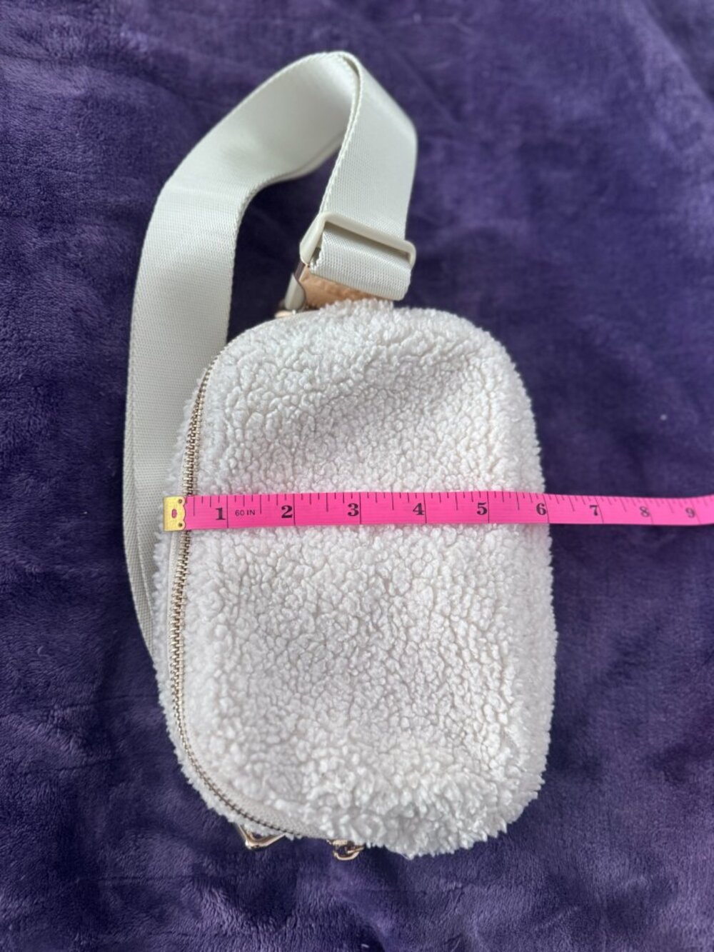Unbranded Sherpa Belt Bag Cream Fanny Pack Crossbody Adjustable Strap - Picture 5 of 5